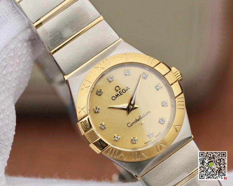 Replica 0me*ga Constellation 27mm Quartz Ladies TW Factory 1:1 Best Edition Swiss Eta Quartz 1376 Gold Dial
