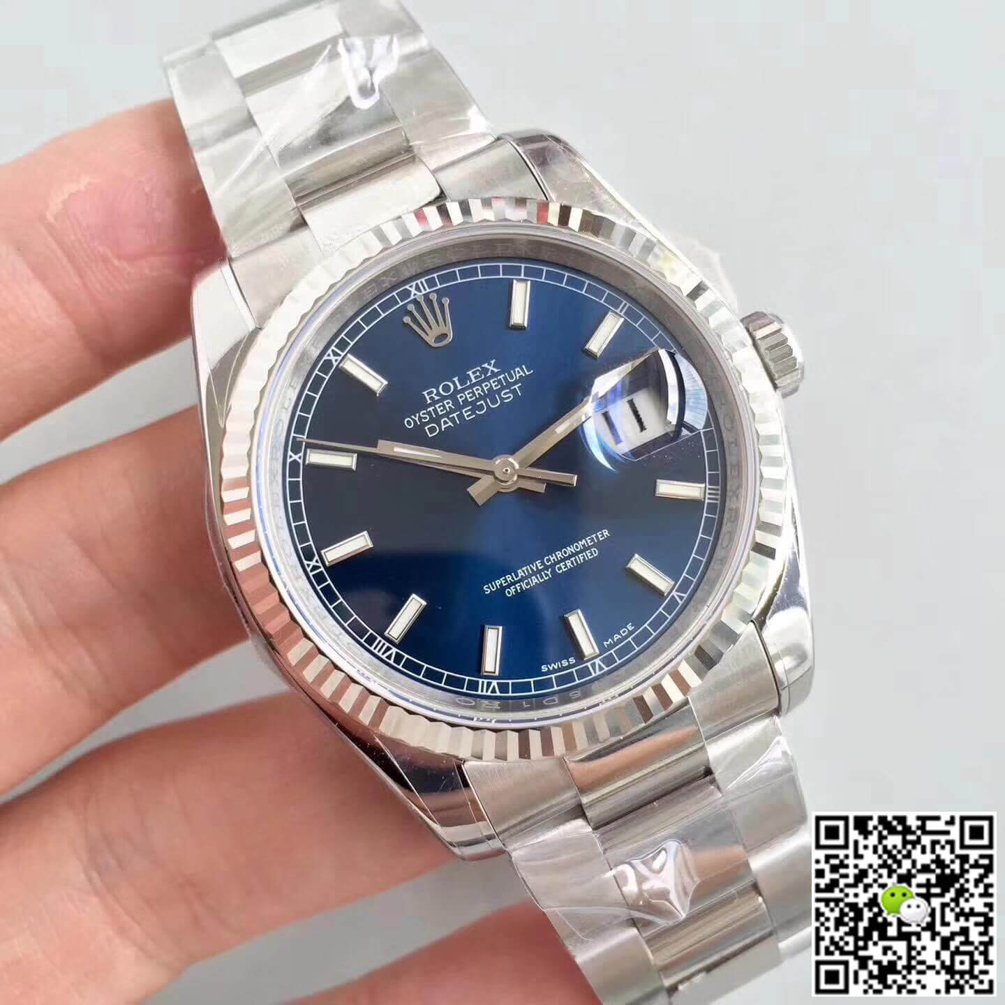 R01ex Dupe Datejust 36mm 116234 1:1 Best Edition Swiss ETA3135 Blue Dial Stick Marker