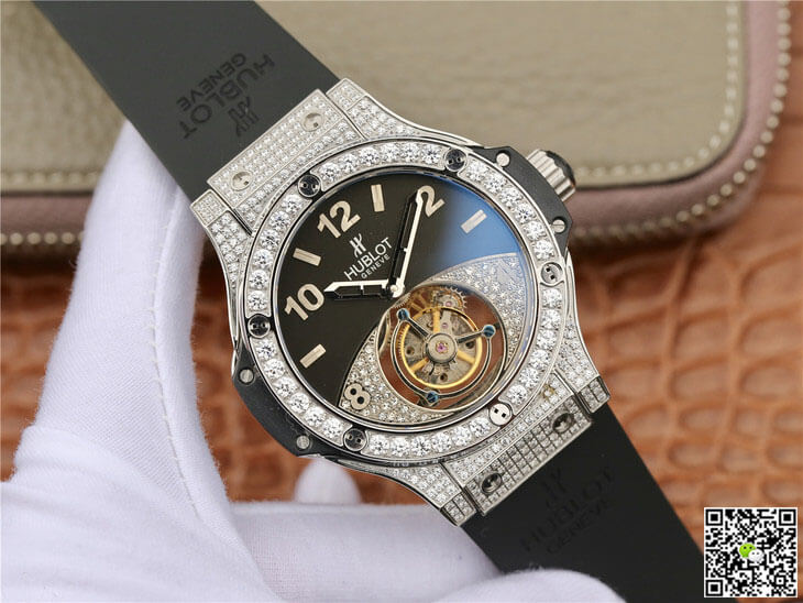 Replica Hublot Big Bang Tourbillon 1:1 Best Edition D1am0nd Black Dial