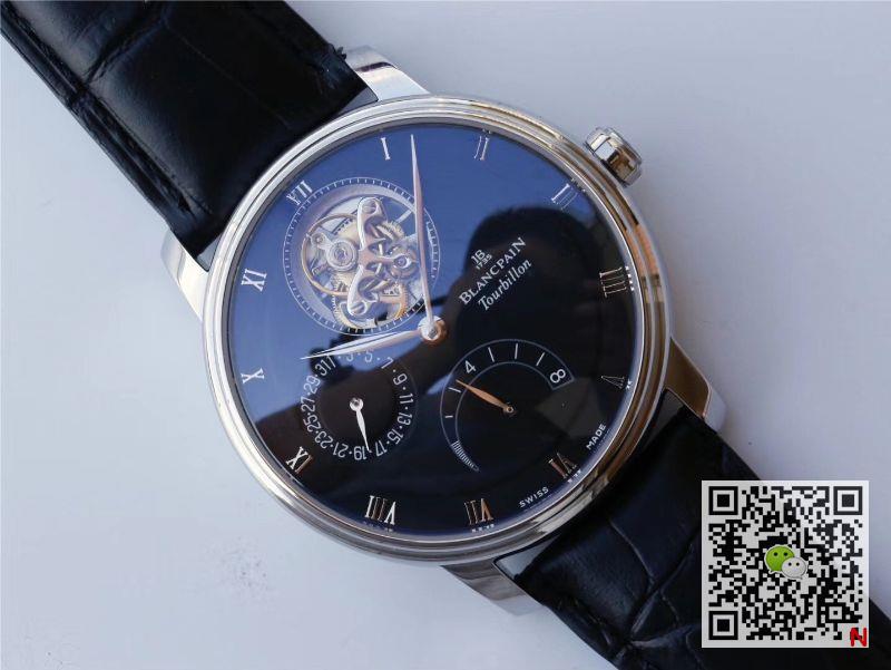 Replica Blancpain Villeret 6025-1542-55 True Tourbillon 1:1 Best Edition JB Factory Black Dial Swiss Cal.25