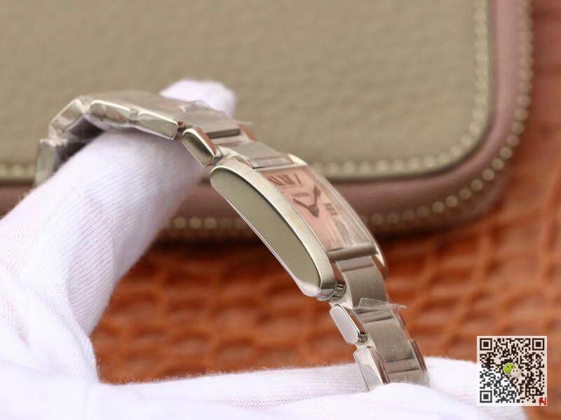 Ca*t1er Replica Tank Francaise W51028Q3 Pink MOP Dial Steel Ladies Watch 1:1 Best Edition Swiss Quartz