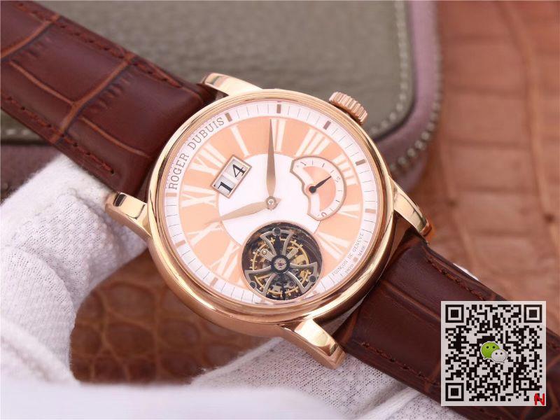 Replica Roger Dubuis Hommage RDDBHO0568 Tourbillon 1:1 Best Edition JB Factory Champagne Dial Swiss RD540