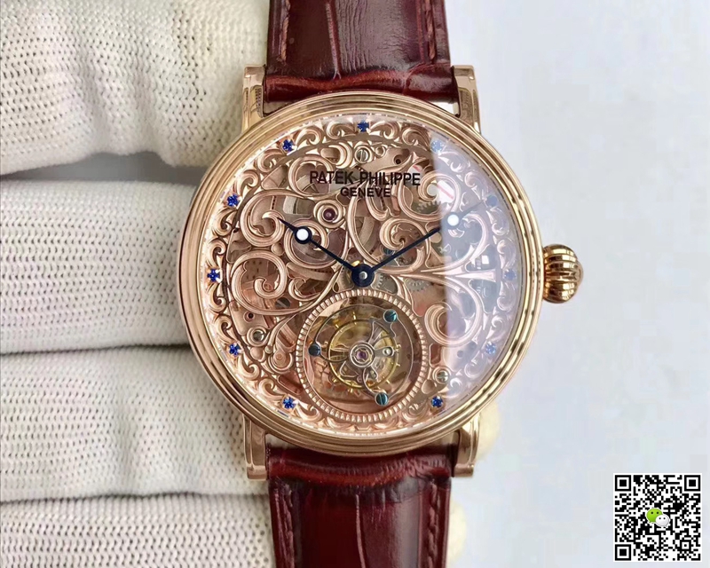 Pat*k Phi1i*pe Replica Tourbillon Sapphire 1:1 Best Edition Rose Gold Swiss Tourbillon