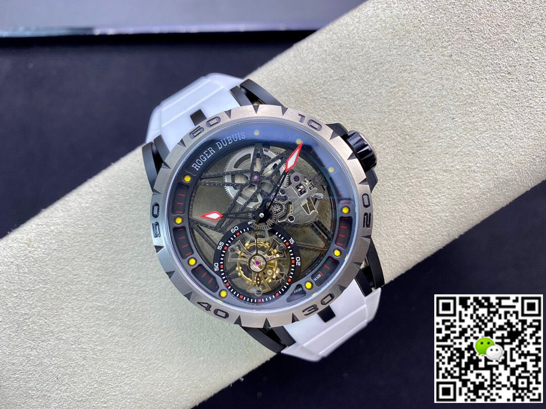 Replica Roger Dubuis Excalibur RDDBEX0549 1:1 Best Edition BBR Factory Tourbillon White Strap