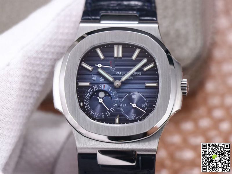Replica Pat*k Phi1i*pe Nautilus 5712/1A-001 1:1 Best Edition PF Factory Blue Dial Leather Strap Swiss Movement