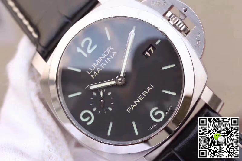 Pa*e*a1 Replica Luminor Marina 1950 PAM312 VS Factory 1:1 Best Edition Swiss ETA P9000 Black Dial Black Leather Strap