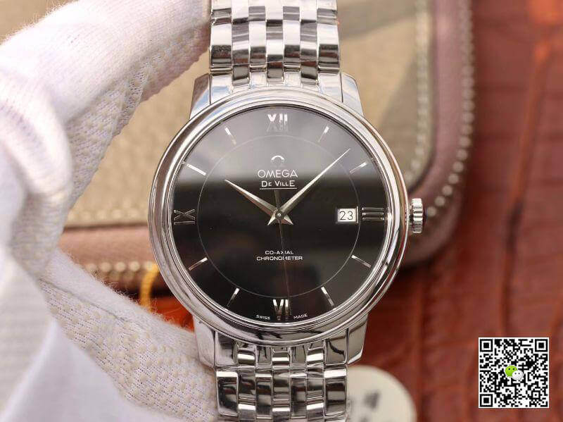Replica 0me*ga De Ville Prestige 424.10.37.20.01.001 MKS Factory Men Watches 1:1 Best Edition Swiss ETA9015 Black Dial Silver Marker