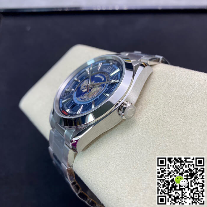 Replica 0me*ga Seamaster Aqua Terra GMT Worldtimer 220.10.43.22.03.001 1:1 Best Edition VS Factory Blue Dial Swiss ETA8938