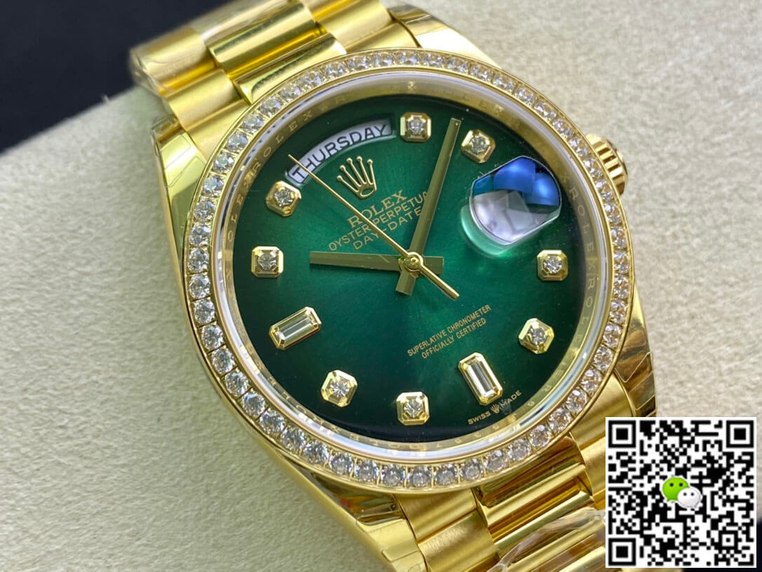 Replica R01ex Day Date M128348RBR-0035 1:1 Best Edition EW Factory Gradient Green Dial