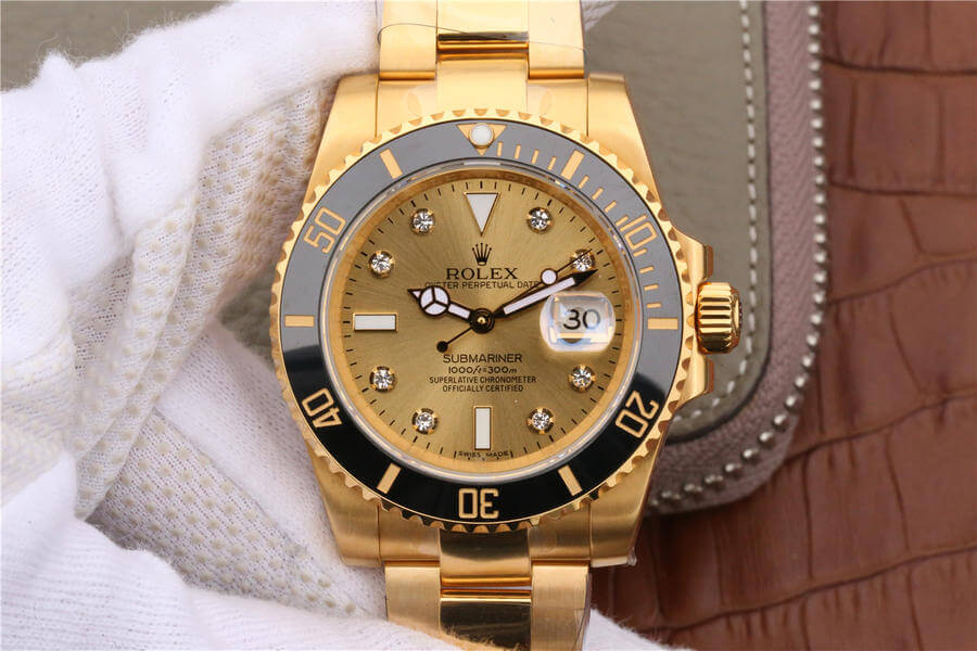 R01ex Submariner Replica 116618 1:1 Best Edition Noob Factory V7 Gild D1am0nd-Studded Dial
