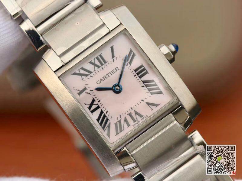 Ca*t1er Replica Tank Francaise W51028Q3 Pink MOP Dial Steel Ladies Watch 1:1 Best Edition Swiss Quartz