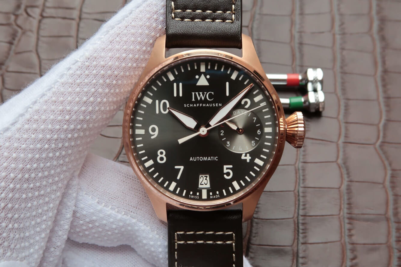 Replica IWC Big Pilot IW500901 1:1 Best Edition ZF Factory Rose Gold Black Dial