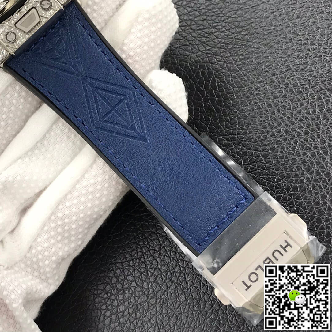 Replica Hublot Big Bang 1:1 Best Edition WWF Factory Full D1am0nd Blue Dial