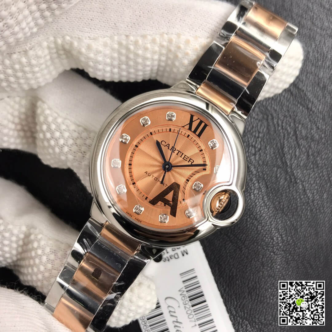Replica Ballon Bleu De Ca*t1er 33MM 1:1 Best Edition V6 Factory Rose Gold Dial