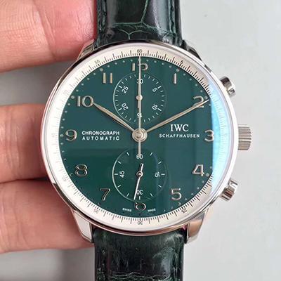 IWC Replica Portuguese YL Factory 1:1 Best Edition Swiss ETA69355 Green Dial With Silver Markers