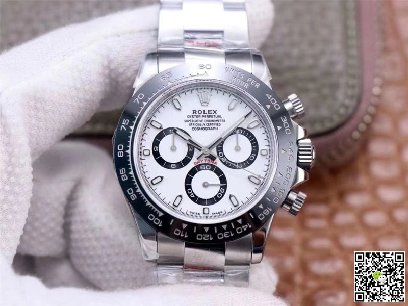 Replica R01ex Cosmograph Daytona M116500LN-0001 1:1 Best Edition Noob Factory White Dial Swiss ETA4130