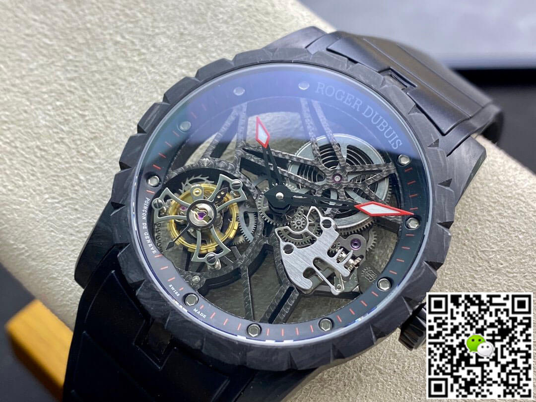 Replica Roger Dubuis Excalibur DBEX0577 1:1 Best Edition BBR Factory Tourbillon Skeleton Dial