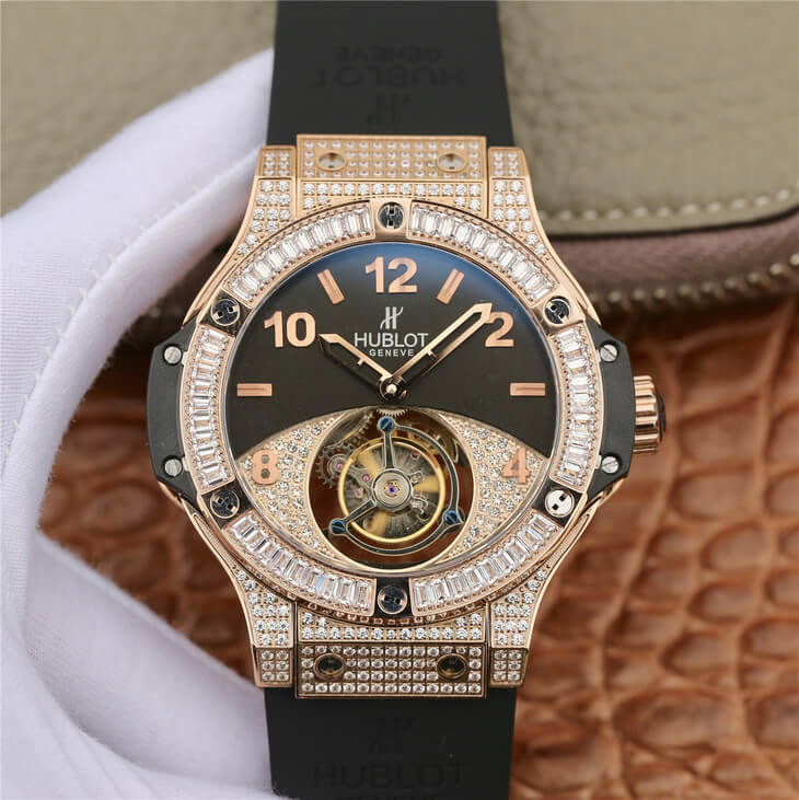 Replica Hublot Big Bang Tourbillon 1:1 Best Edition Rose Gold Black Dial