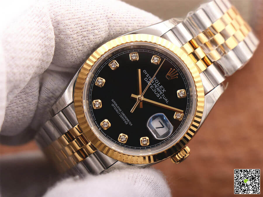 Replica R01ex Datejust M126233-0021 1:1 Best Edition EW Factory Yellow Gold Black Dial