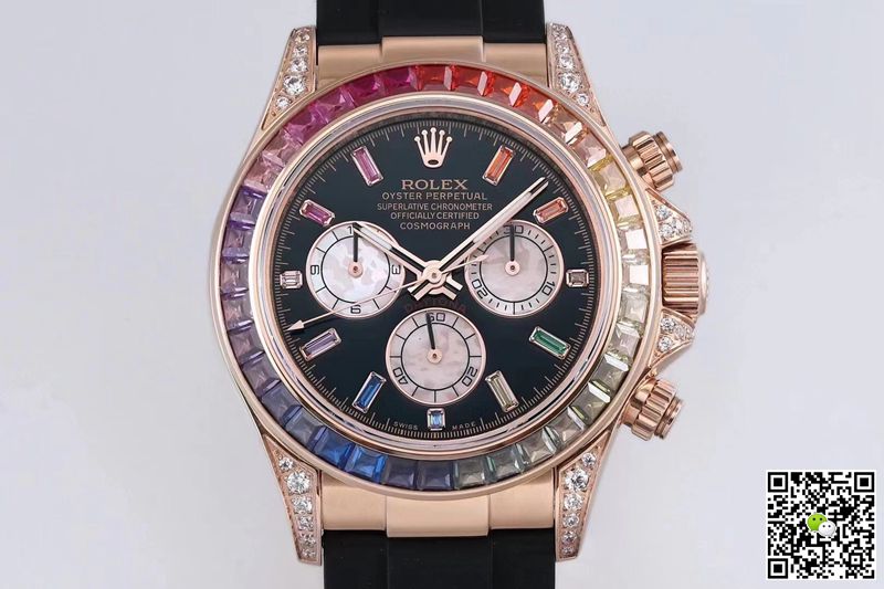 Replica R01ex Daytona 116595RBOW 1:1 Best Edition BL Factory Rose Gold Swiss ETA4130