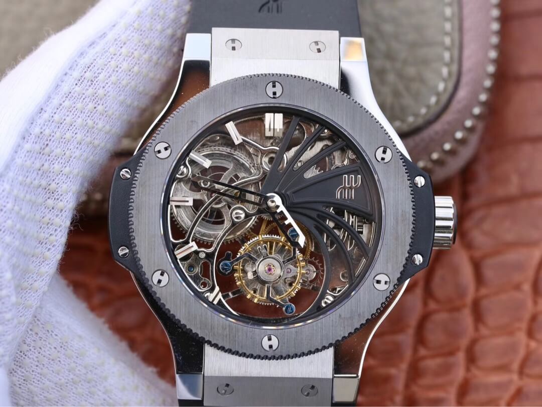 Replica Hublot Big Bang Hollow Tourbillon 1:1 Best Edition Ceramic Bezel Skeleton Dial