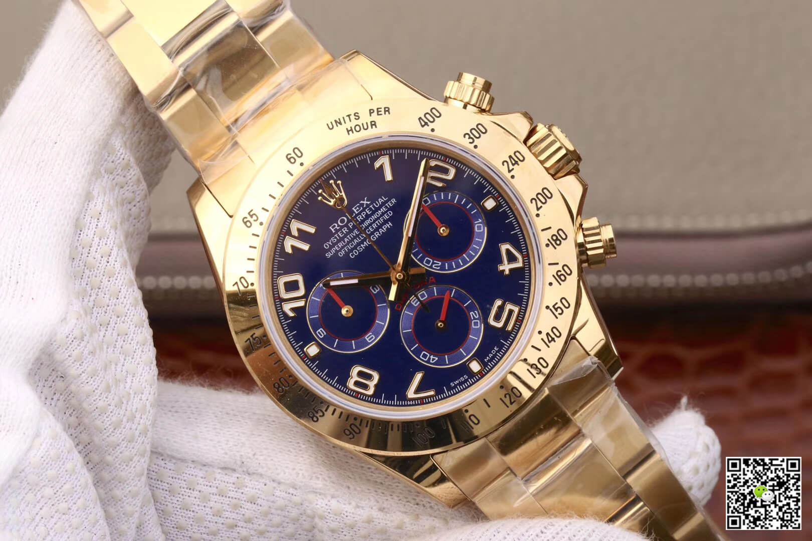 Replica R01ex Daytona Cosmograph 116528 1:1 Best Edition JH Factory Yellow Gold Blue Dial