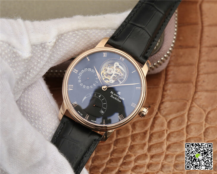 Replica Blancpain Villeret 6025-3642-55B 1:1 Best Edition JB Factory Gold Case Black Dial