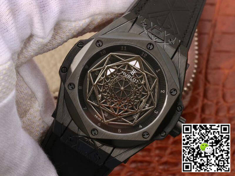 Replica Hublot Big Bang Sang Bleu 415.CX.1114.VR.MXM17 TMF Factory 1:1 Best Edition Swiss ETA1213 Leather Fronted Rubber Strap