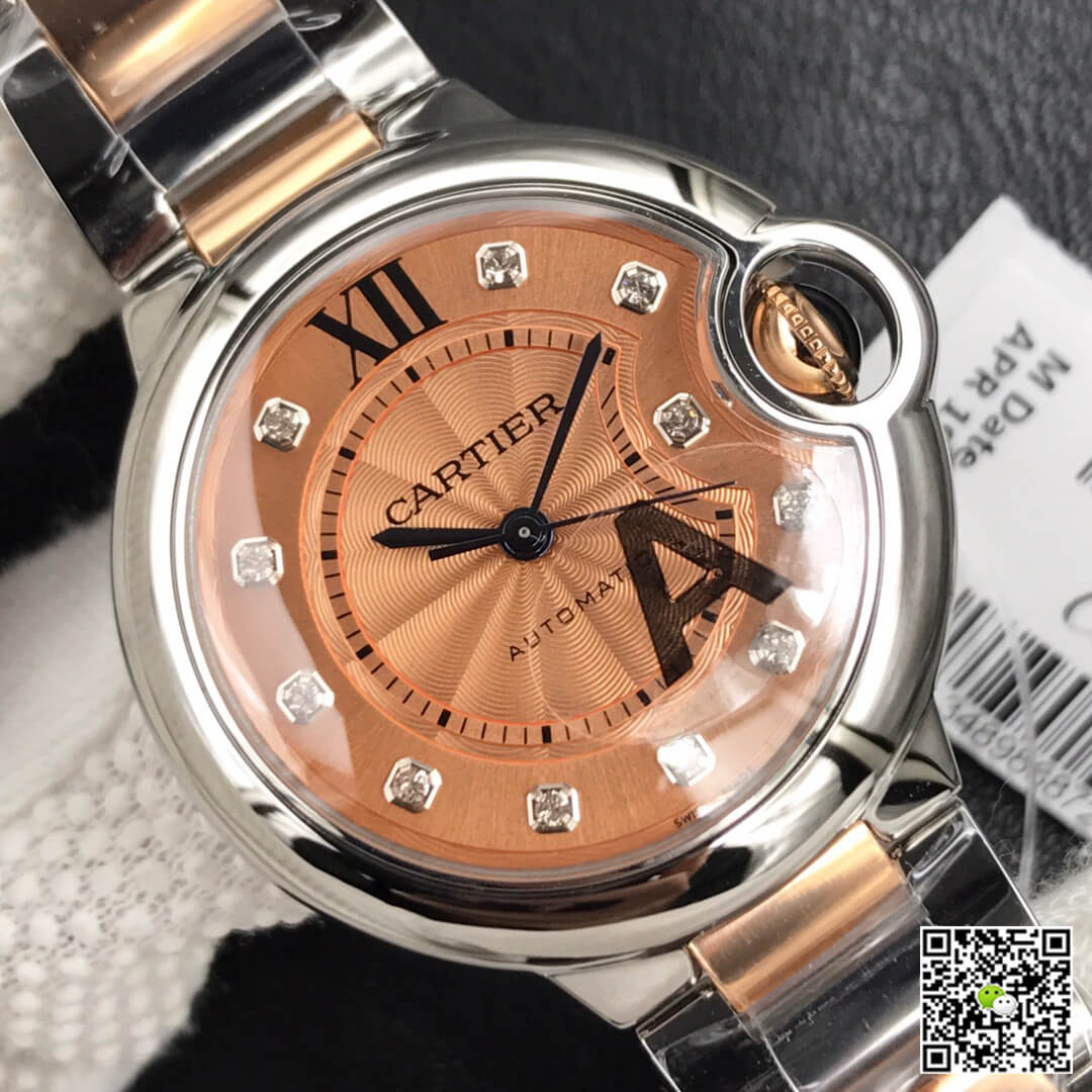 Replica Ballon Bleu De Ca*t1er 33MM 1:1 Best Edition V6 Factory Rose Gold Dial