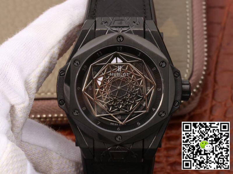 Replica Hublot Big Bang Sang Bleu 415.CX.1114.VR.MXM17 TMF Factory 1:1 Best Edition Swiss ETA1213 Leather Fronted Rubber Strap