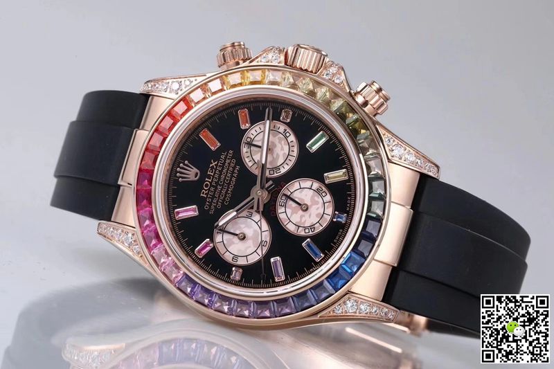 Replica R01ex Daytona 116595RBOW 1:1 Best Edition BL Factory Rose Gold Swiss ETA4130