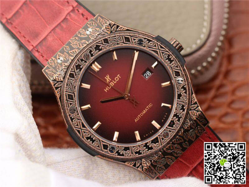 Replica Hublot Classic Fusion 511.OX.6670.LR.OPX17 JJ Factory 1:1 Best Edition Swiss ETA2892 Dark Red Gummy Strap