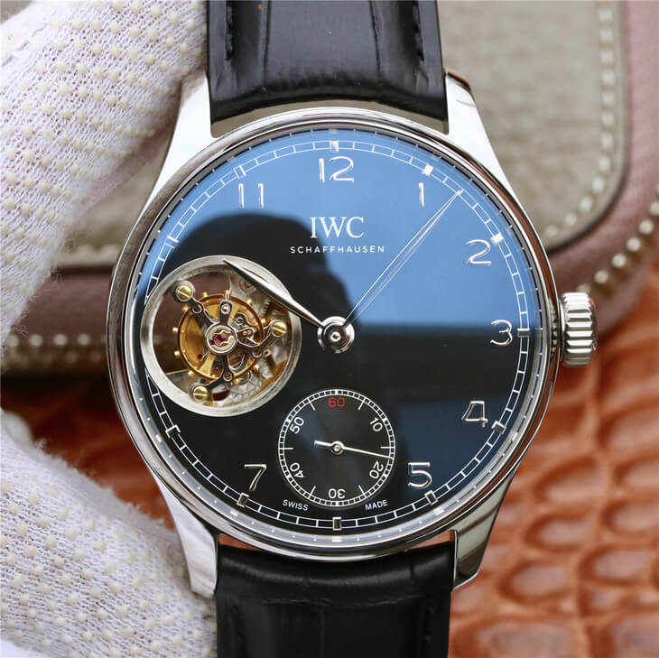 Replica IWC Portuguese Tourbillon 1:1 Best Edition ZF Factory Black Dial