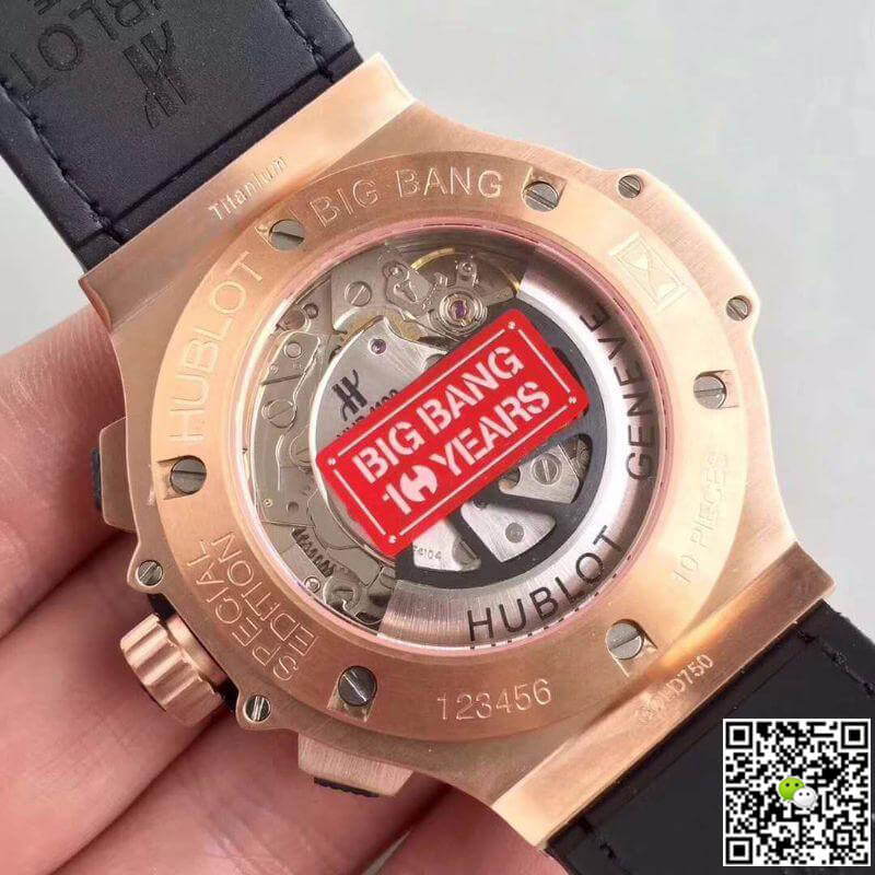 Replica Hublot Big Bang Aero Bang Gold Mechanical Watches 1:1 Best Edition Swiss ETA4100 Black Skeleton Dial