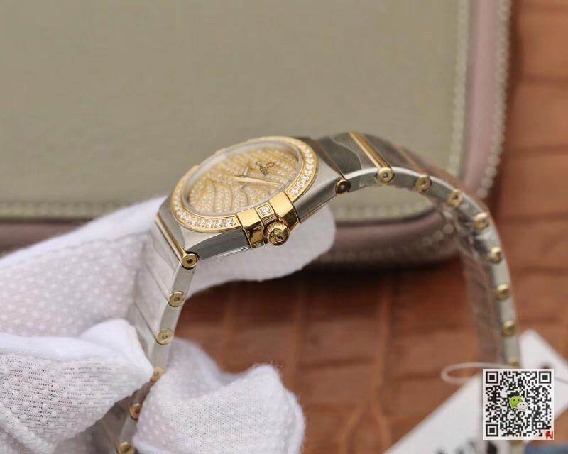 Replica 0me*ga Constellation Quartz Ladies 18K Yellow Gold D1am0nd Dial TW Factory 1:1 Best Edition Swiss Eta Quartz 1376