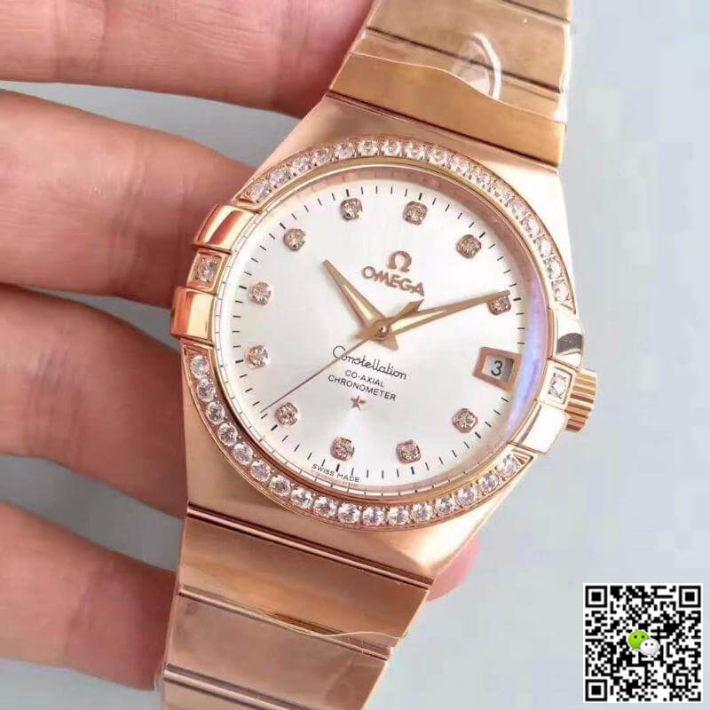 Replica 0me*ga Constellation 123.25.38.21.52.001 3S Factory 1:1 Best Edition Swiss ETA8500 18K Rose Gold Bracelet
