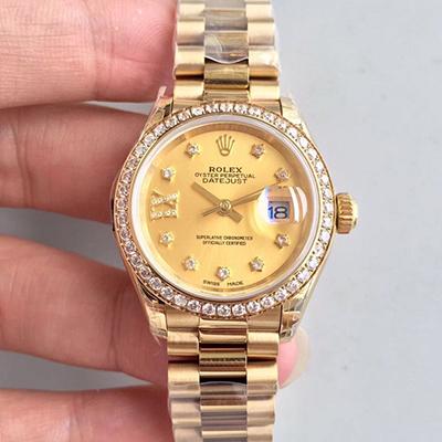 R01ex Dupe Lady Datejust 28mm 279138RBR 1:1 Best Edition Swiss ETA2824 Gold Wrapped