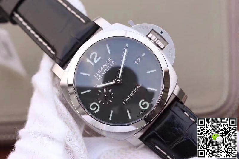 Pa*e*a1 Replica Luminor Marina 1950 PAM312 VS Factory 1:1 Best Edition Swiss ETA P9000 Black Dial Black Leather Strap