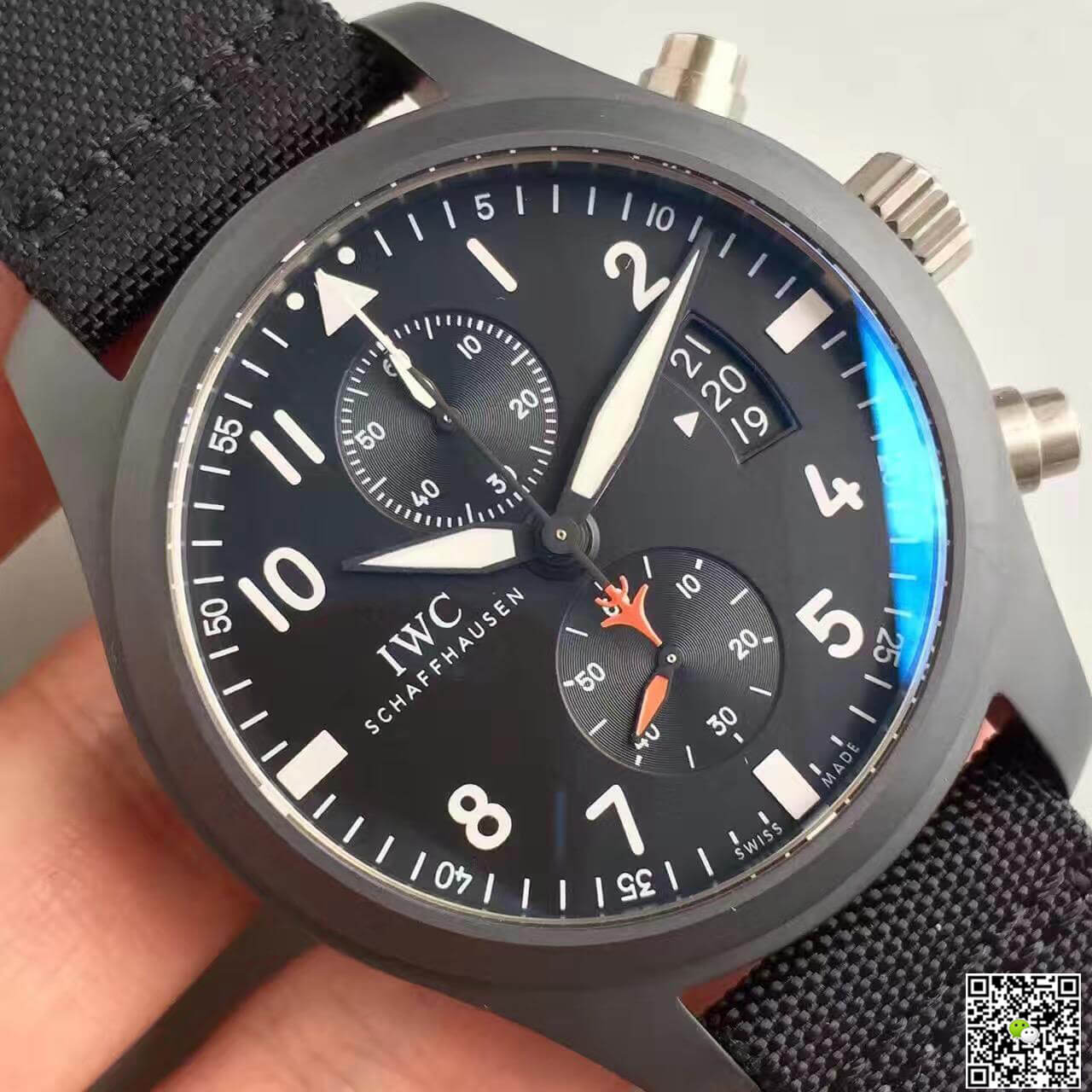 Replica IWC Pilot Chronograph IW388001 ZF Factory 1:1 Best Edition Swiss ETA7750 Black Dial