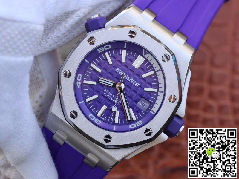 Replica Audemars P1g*et Royal Oak Offshore Diver 15710ST.OO.A077CA.01 1:1 Best Edition Swiss ETA3120 S*perlumed Purple textured dial