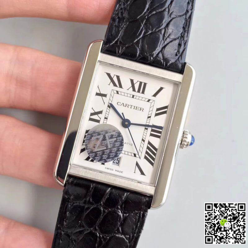 Ca*t1er Replica Tank Solo W5200027 ZF Factory 1:1 Best Edition Mechanical Watches Swiss ETA9015 Black Leather Strap