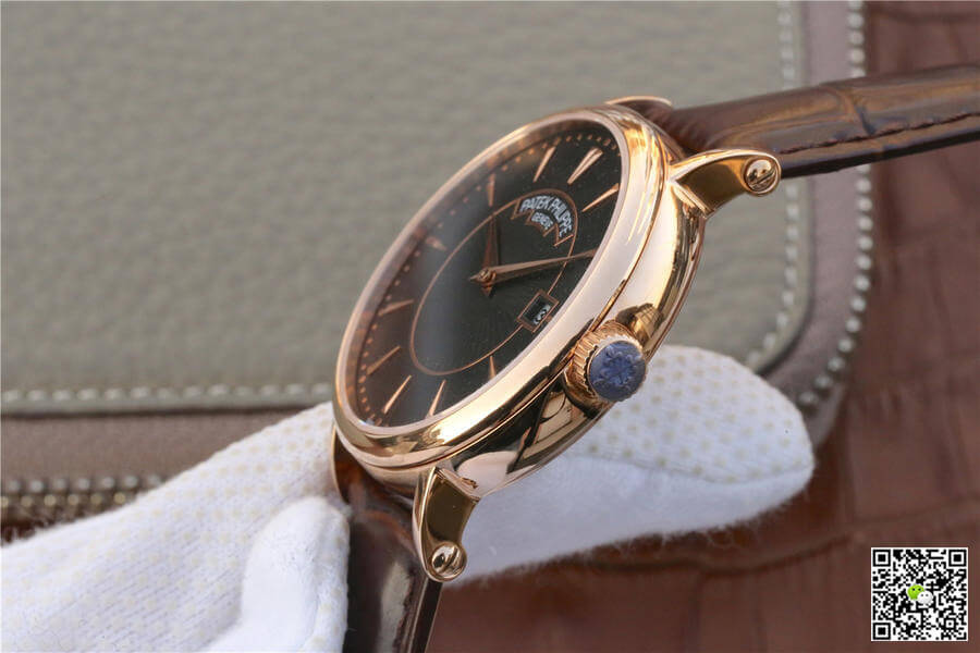 Replica Pat*k Phi1i*pe Calatrava 1:1 Best Edition ZF Factory Rose Gold Leather Strap