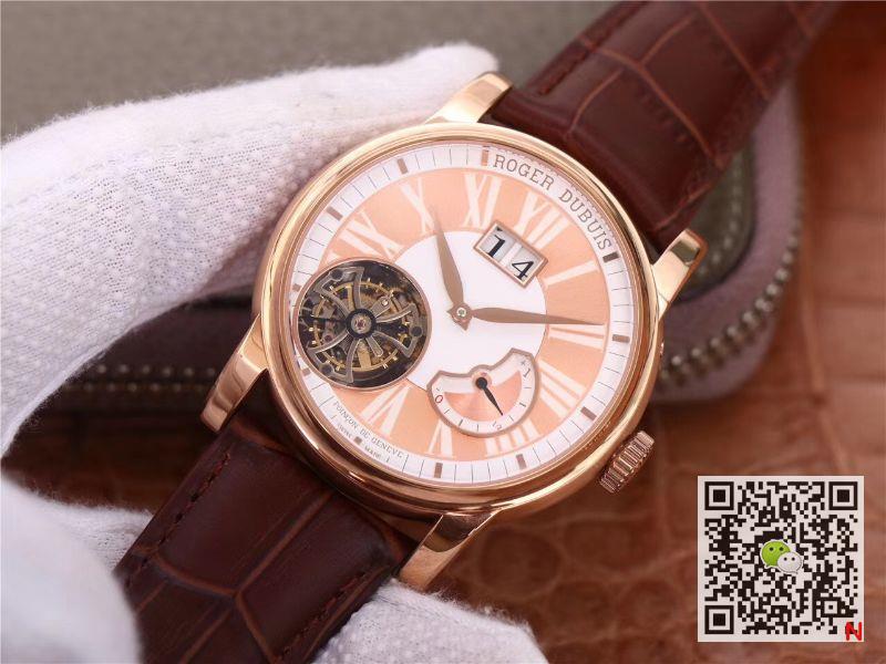 Replica Roger Dubuis Hommage RDDBHO0568 Tourbillon 1:1 Best Edition JB Factory Champagne Dial Swiss RD540