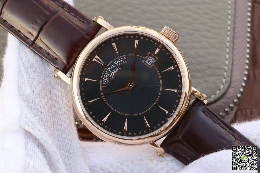 Replica Pat*k Phi1i*pe Calatrava 1:1 Best Edition ZF Factory Rose Gold Leather Strap