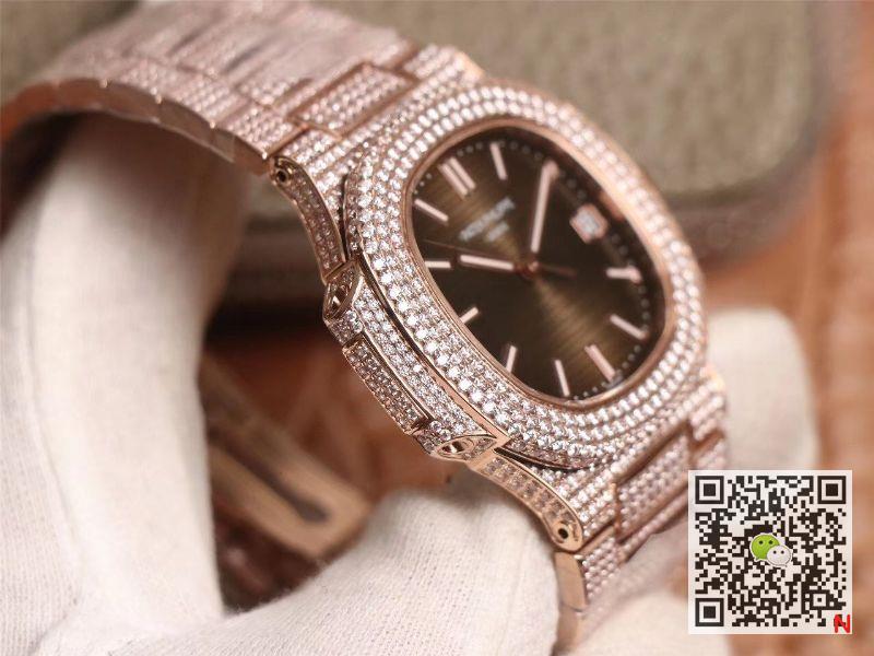 Replica Pat*k Phi1i*pe Nautilus 5719-10G Rose Gold D1am0nd 1:1 Best Edition R8 Factory Gradient Brown Dial Swiss Cal.324 S C
