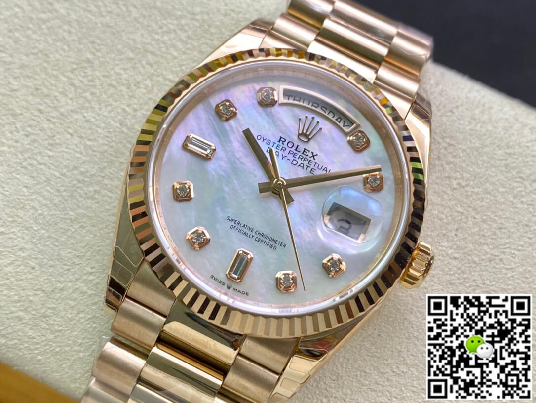 Replica R01ex Day Date M128235-0029 1:1 Best Edition EW Factory Rose Gold