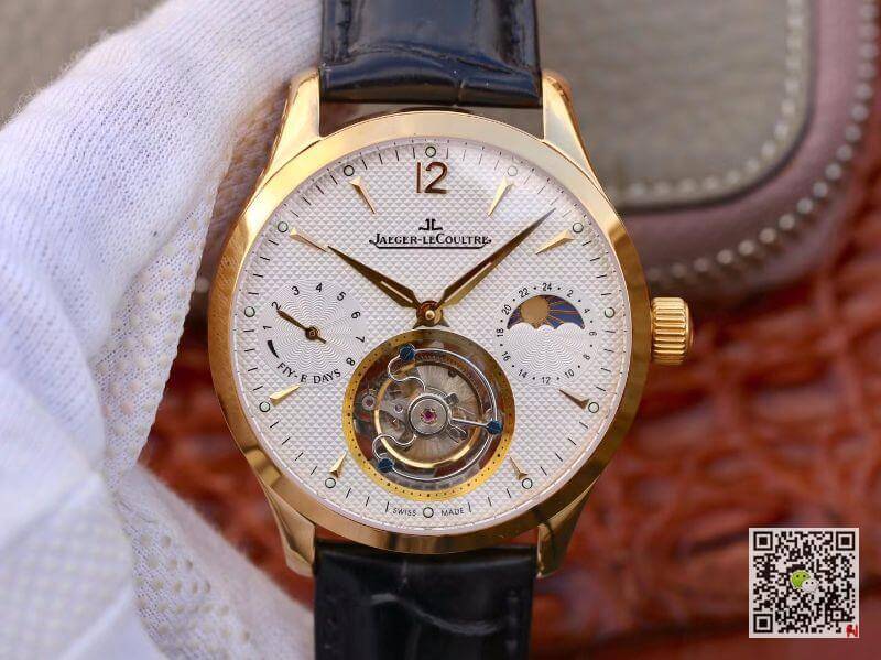 Replica Jaeger-LeCoultre Master Grande Tourbillon Mechanical Watches 1:1 Best Edition Swiss Tourbillon 18K gold White Dial