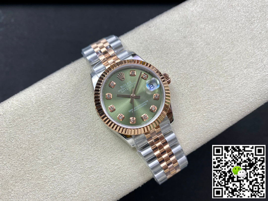 Replica R01ex Datejust 31MM 1:1 Best Edition EW Factory Rose Gold Green Dial