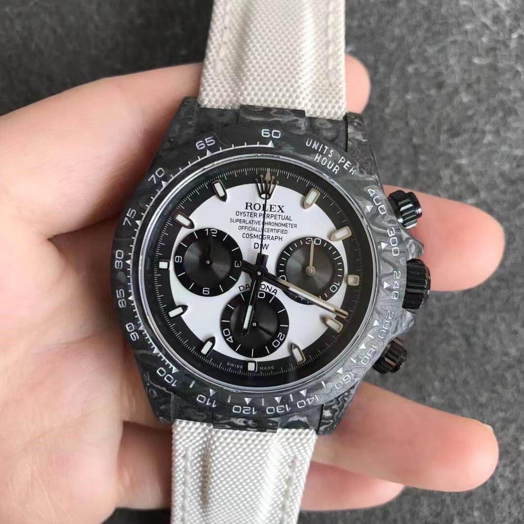 Replica R01ex Daytona Cosmograph Carbon Fiber Diw Customized Version 1:1 Best Edition Noob Factory White Dial