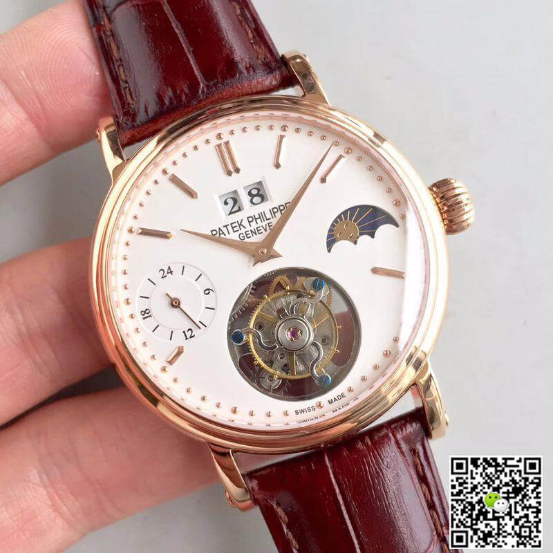 Pat*k Phi1i*pe Replica Tourbillon Moonphase 24H Power Reserve 1:1 Best Edition Swiss Tourbillon White Dial